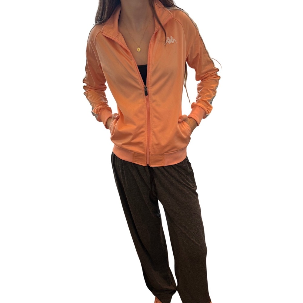Kappa Womens Peach Orange Full Zip Track Jacket Small